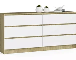 Komoda RTV z szufladami dąb artisan + biały - Zevian