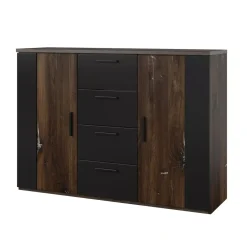 Komoda SIGMA 2D4S 132cm dąb flagstaff srebrny/czarny mat z s