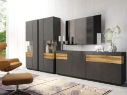 Komoda SILKE 4D2S 219cm matera/dąb wotan