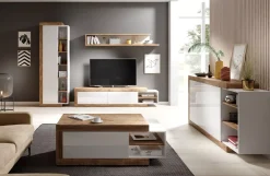 Komoda SINTRA 3D 180cm dąb samdal/biały połysk