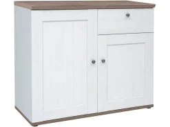 Komoda Stockholm 103 cm z 2 drzwiami i szufladą sosna andersen biała/dąb sonoma ciemna