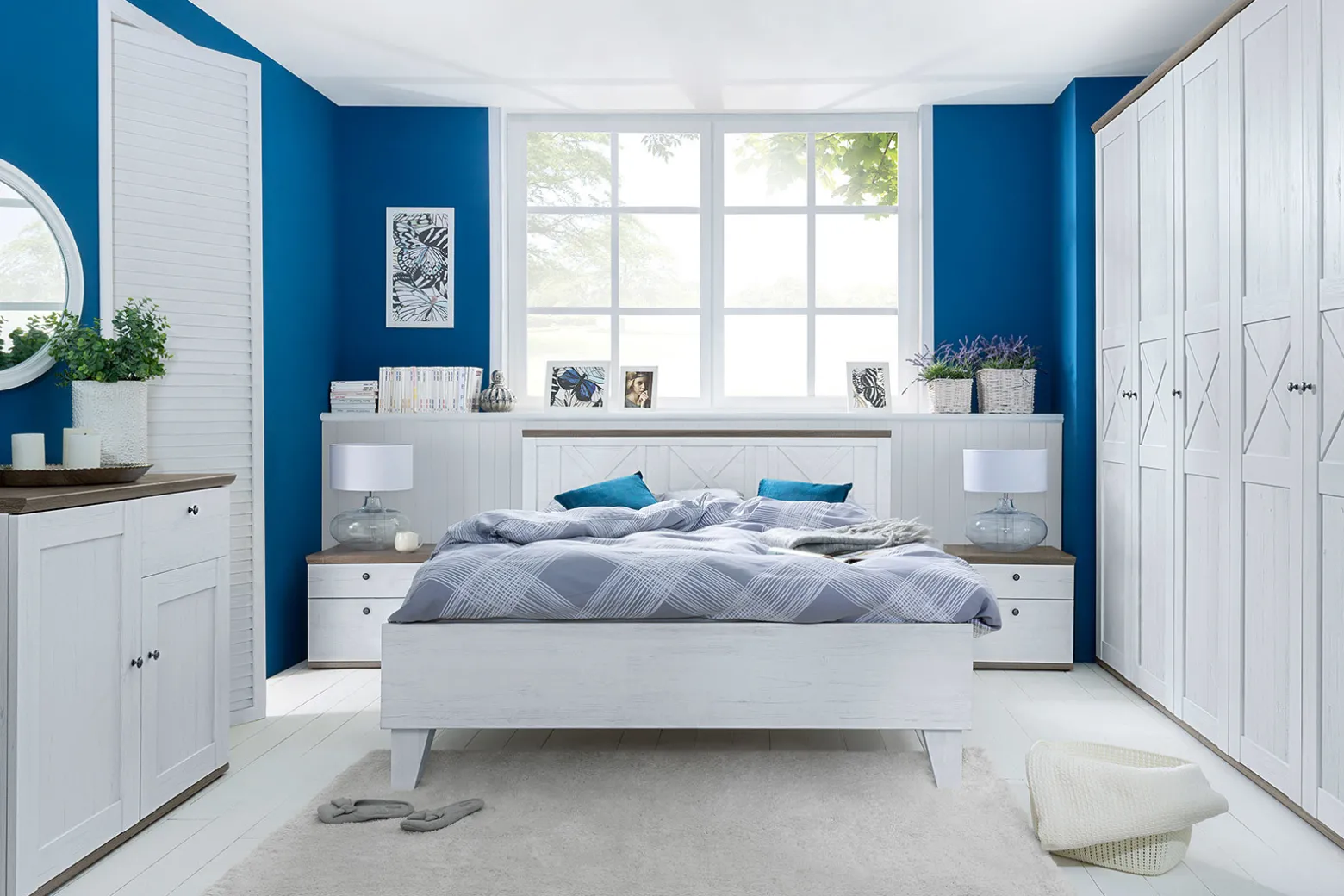 Komoda Stockholm 103 cm z 2 drzwiami i szufladą sosna andersen biała/dąb sonoma ciemna