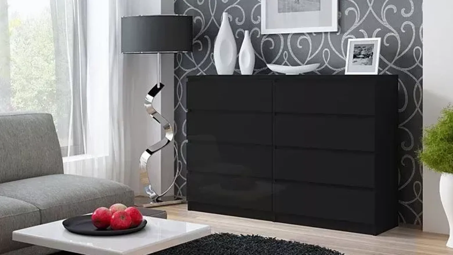 Komoda Syntia 120 cm - czarna