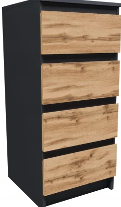 Komoda szafka CR3-T-2 grafit-wotan 4 szuflady pojemny regał stolik nocny