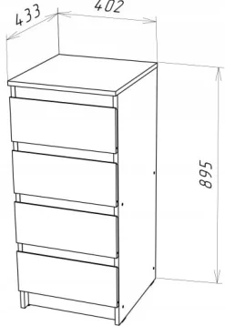 Komoda szafka CR3-T-2 grafit-wotan 4 szuflady pojemny regał stolik nocny