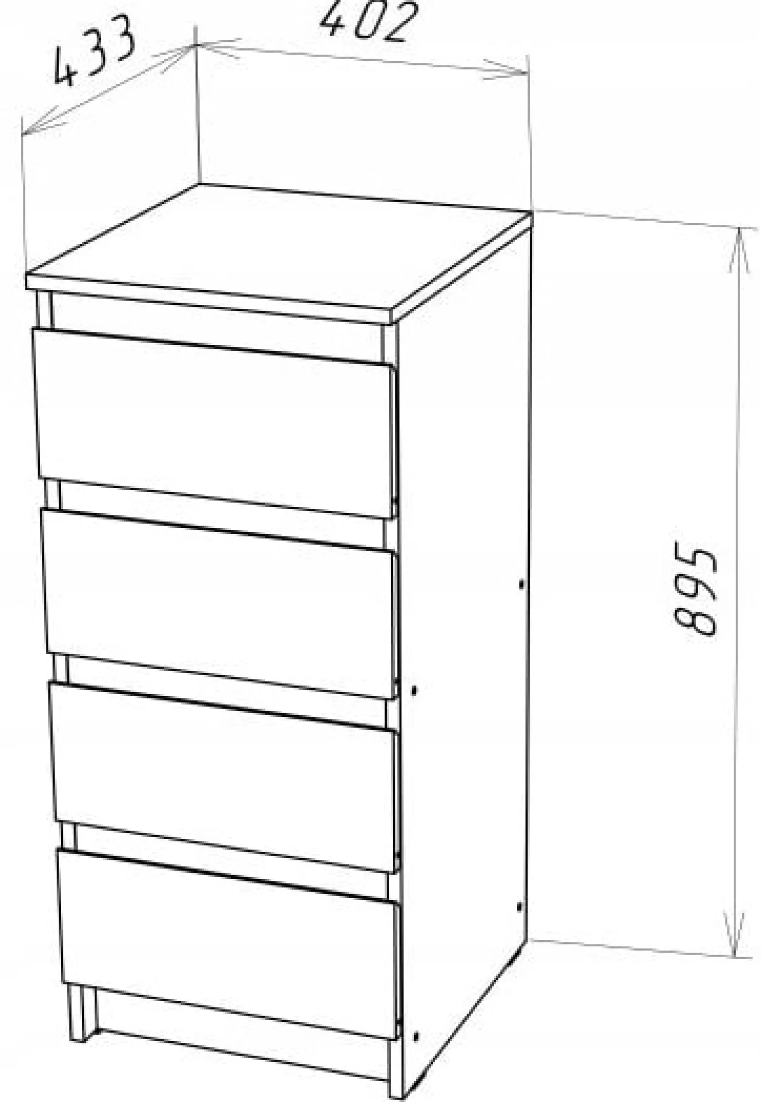 Komoda szafka CR3-T-2 grafit-wotan 4 szuflady pojemny regał stolik nocny