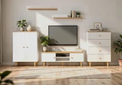 Komoda szafka RANGE COM 70 4S artisan-biały szuflady regał ubrania zabawki