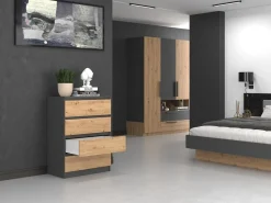 Komoda szfka 4 szuflady M4 Antracyt/Dąb Artisan