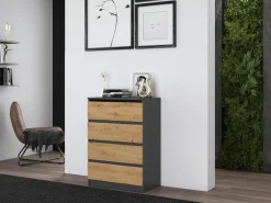 Komoda szfka 4 szuflady M4 Antracyt/Dąb Artisan