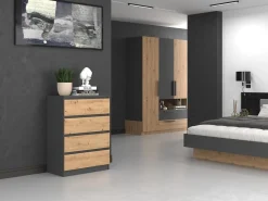 Komoda szfka 4 szuflady M4 Antracyt/Dąb Artisan