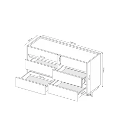 Komoda 6 szuflad 73x140 grafit mat