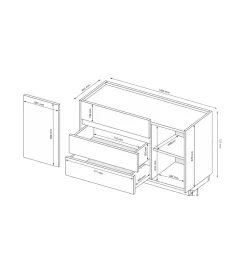Komoda 3 szuflady 1 drzwiczki 73x120 grafit mat