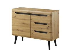 Komoda szuflady na wysokich nogach 107 cm Dąb Artisan Czarny