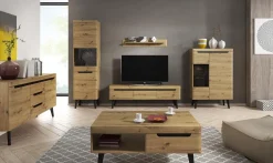 Komoda szuflady na wysokich nogach 107 cm Dąb Artisan Czarny