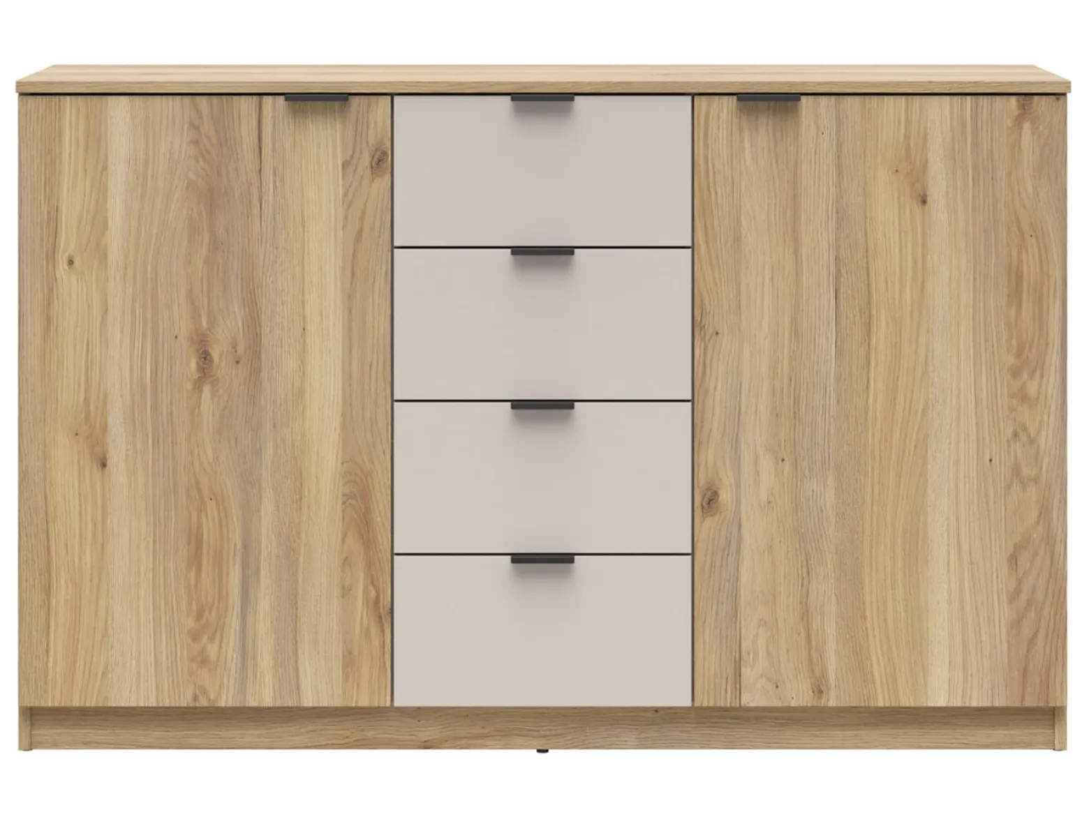 Komoda Tabina 140 cm z 2 drzwiami i 4 szufladami dąb mauvella/kaszmir