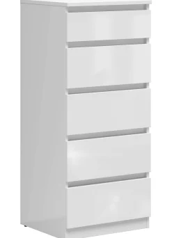 Komoda Tetrix 50 cm z 5 szufladami biały połysk