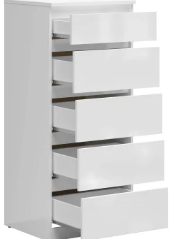 Komoda Tetrix 50 cm z 5 szufladami biały połysk