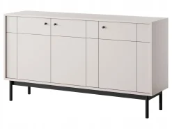 Komoda TOKYO 154 cm Szeroka Kaszmir Pojemna 3 Drzwi Frez Ozdobny Nóżki
