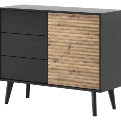 Komoda WILLY 02 czarny / dąb artisan