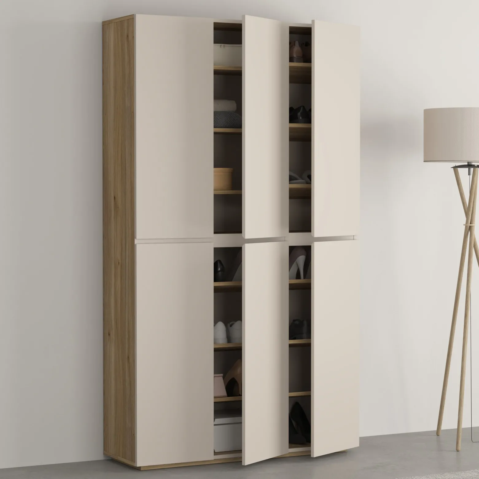 Komoda wysoka 105 cm do salonu z półkami CRISS