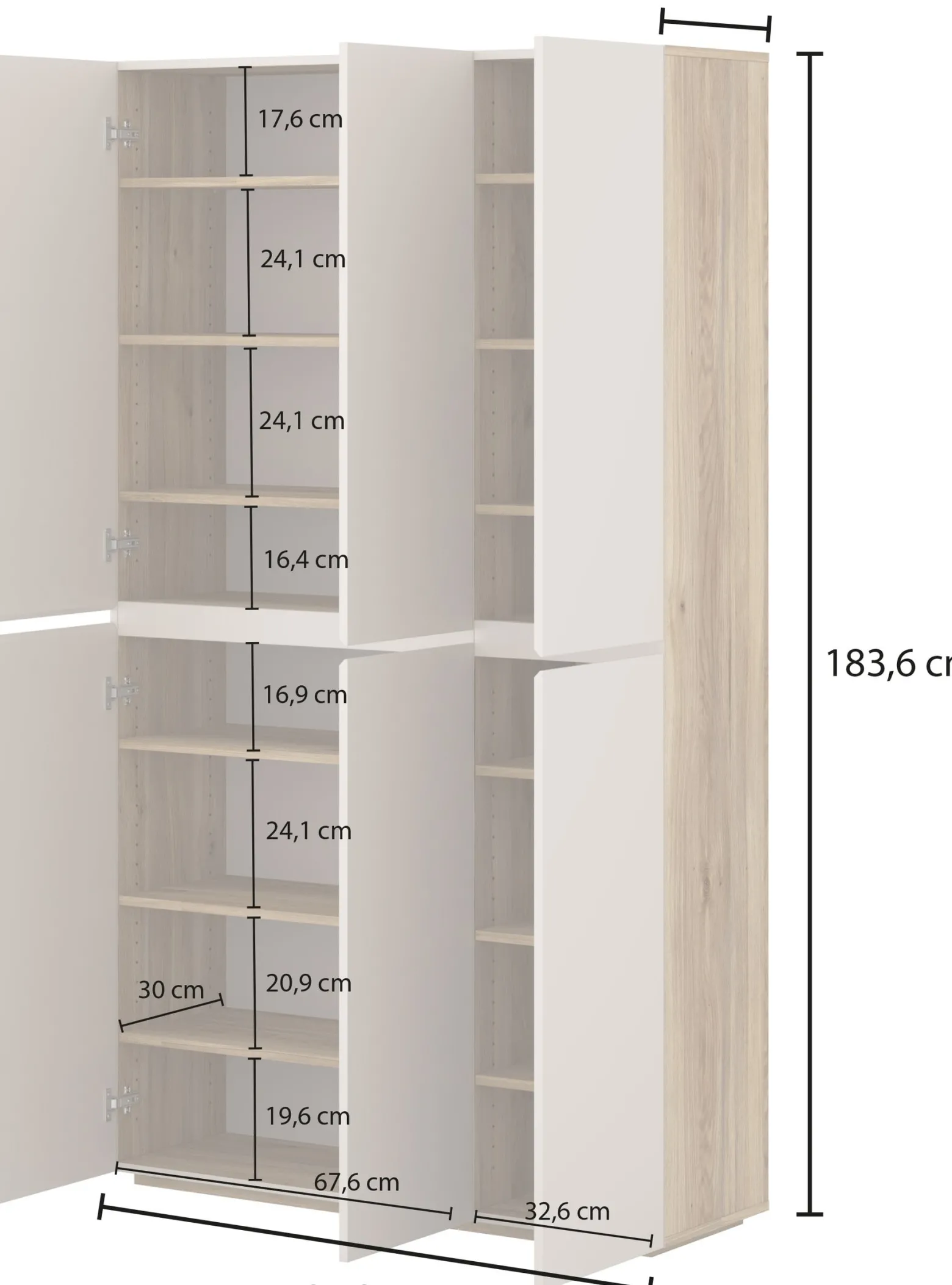 Komoda wysoka 105 cm do salonu z półkami CRISS
