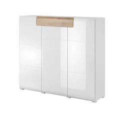 Komoda wysoka TOLEDO 3D1S biała połysk/dąb san remo