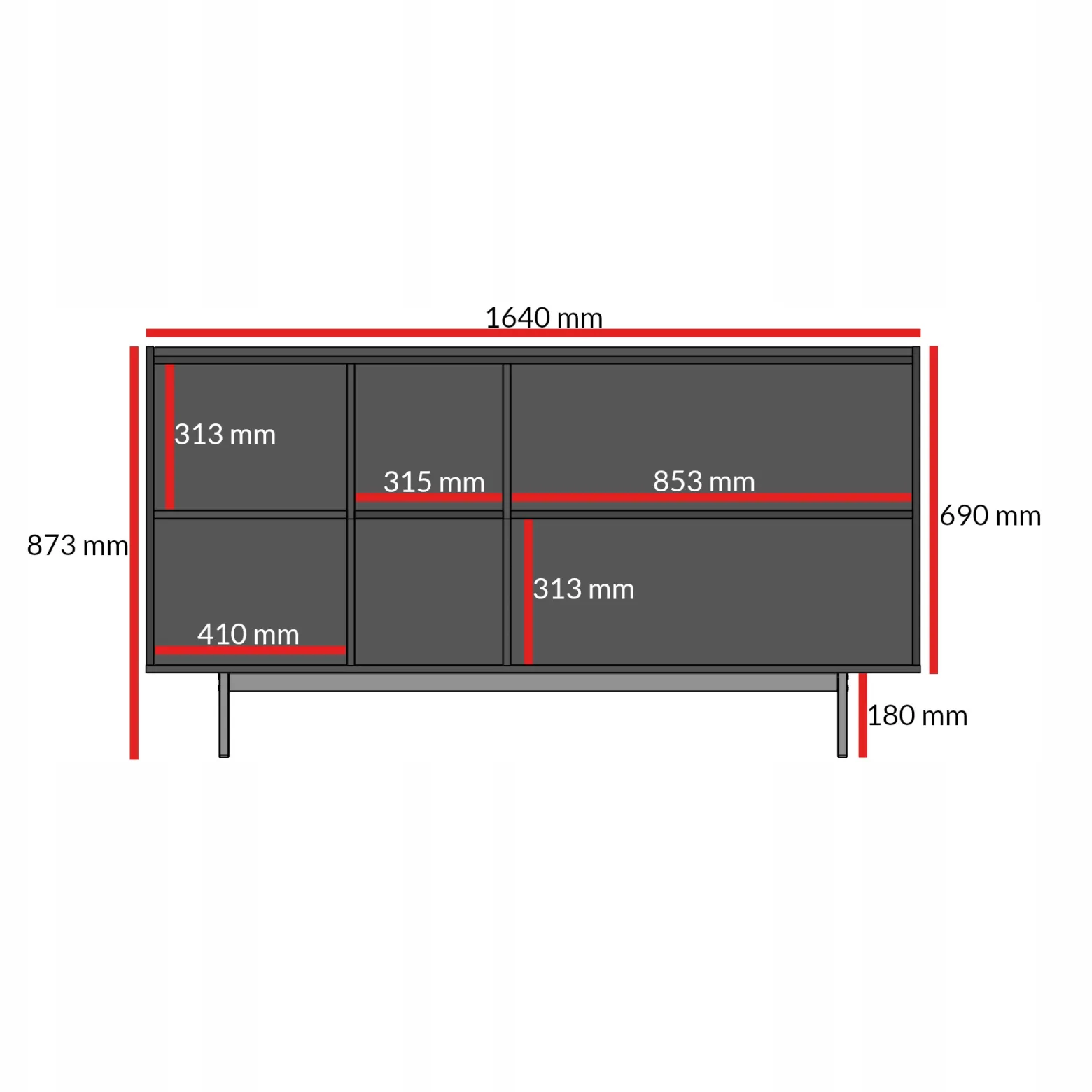 Komoda z drzwiami uchylnymi Noel 3D 165 Kaszmir / Czarna