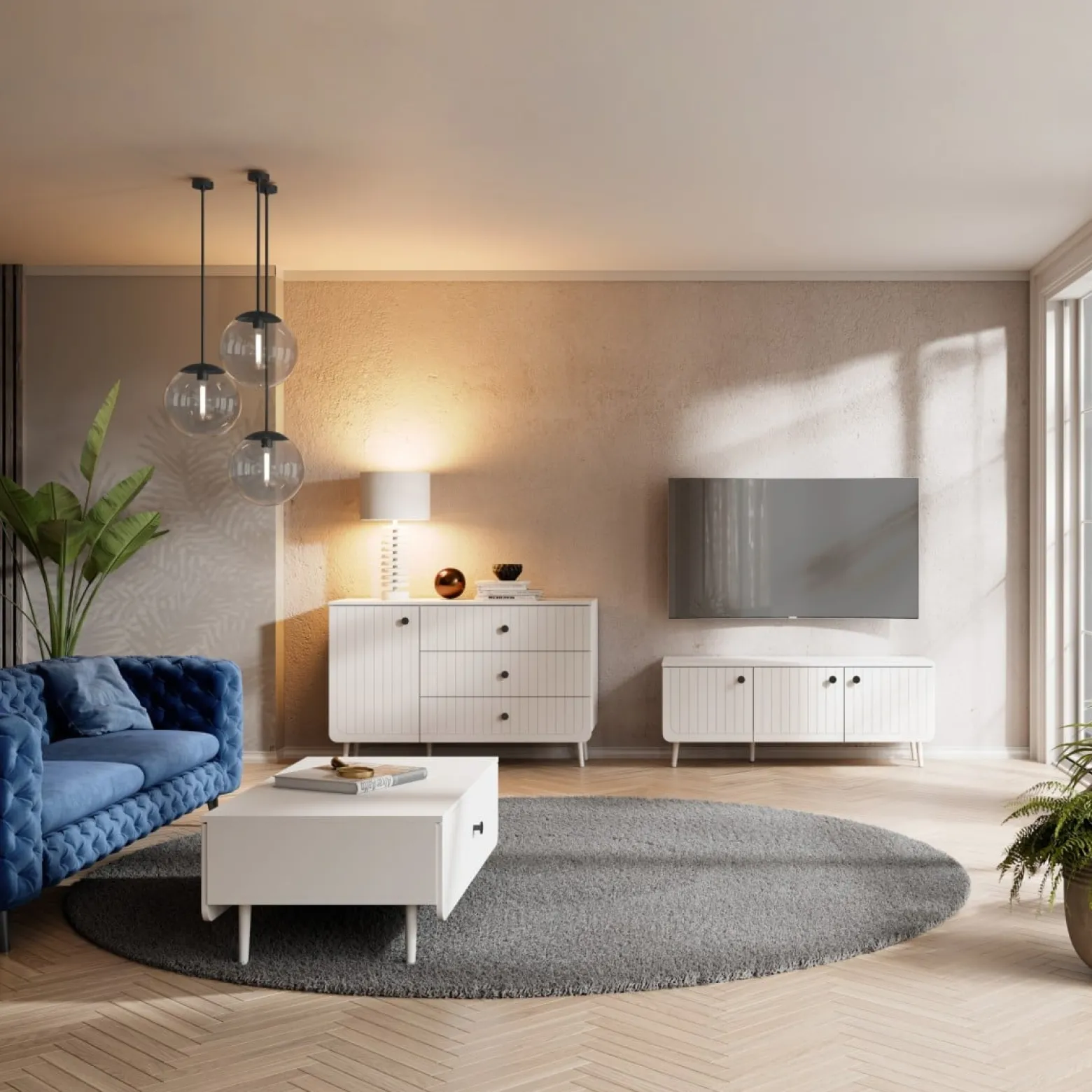 Komoda z szufladami Chloe 1D3S 120 Biała (2 kolory uchwytu)