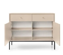 Komoda z szufladami czarny stelaż MOLLY 104 cm Beżowa