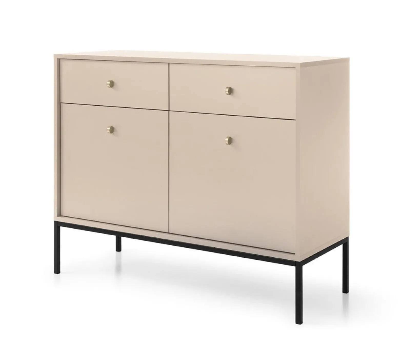 Komoda z szufladami czarny stelaż MOLLY 104 cm Beżowa