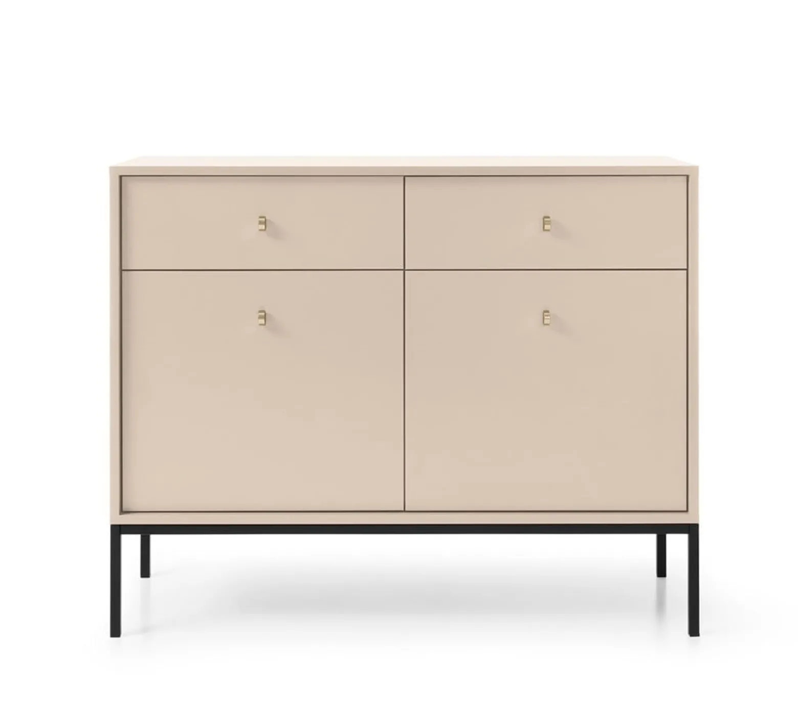 Komoda z szufladami czarny stelaż MOLLY 104 cm Beżowa