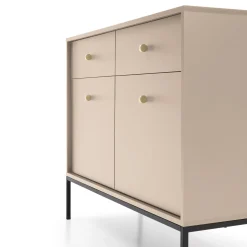 Komoda z szufladami czarny stelaż MOLLY 104 cm Beżowa