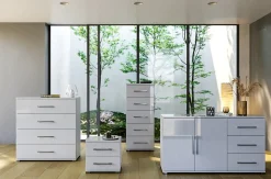 KOMODA Z 4 SZUFLADAMI Flory 100cm biały połysk
