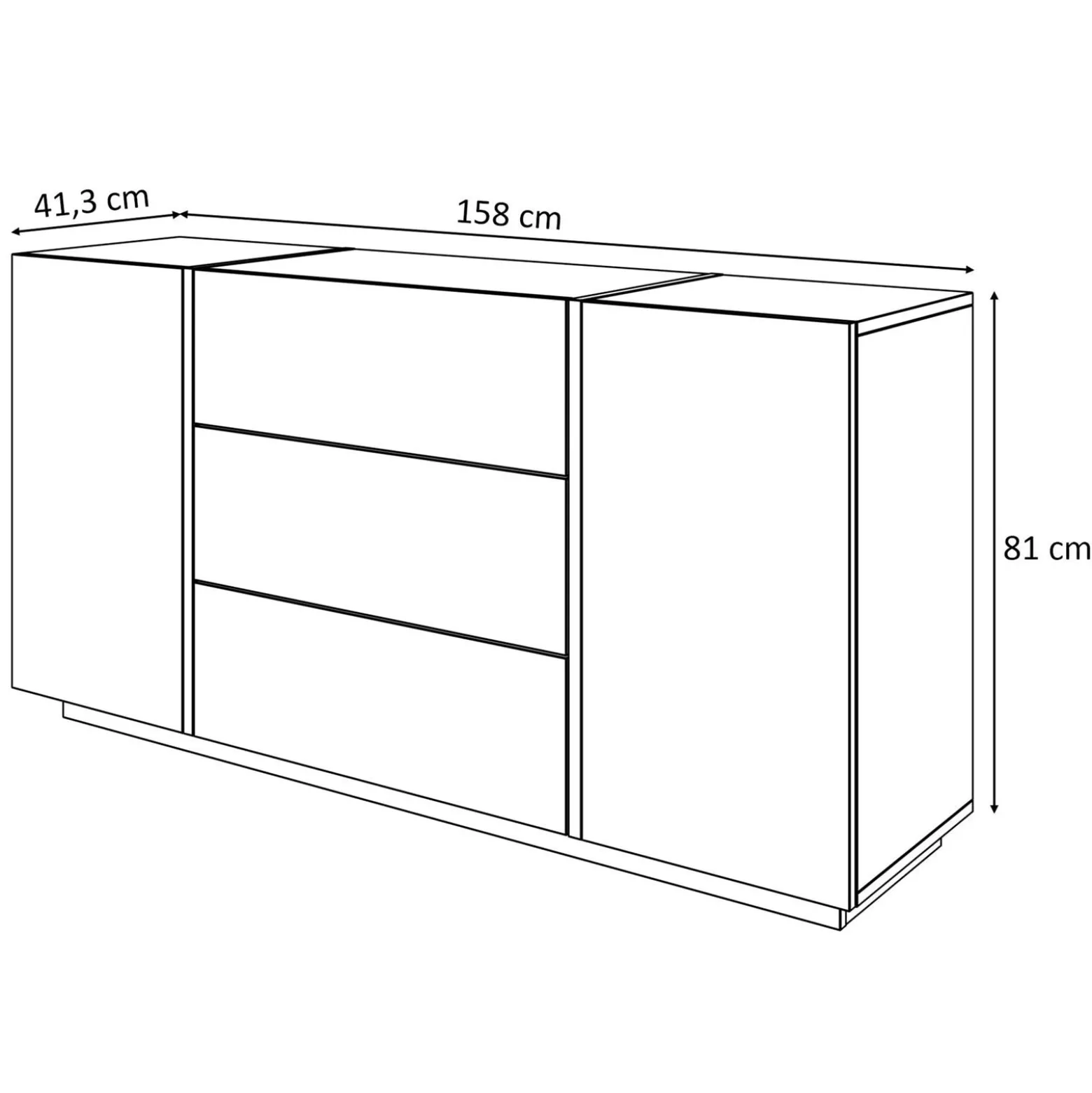 Komoda z szufladami ONYX czarny połysk 158 cm PUSH OPEN