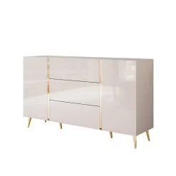 Komoda z szufladami ONYX Kaszmir na złotych nogach wysoki połysk 158 cm