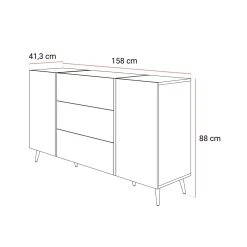 Komoda z szufladami ONYX Kaszmir na złotych nogach wysoki połysk 158 cm