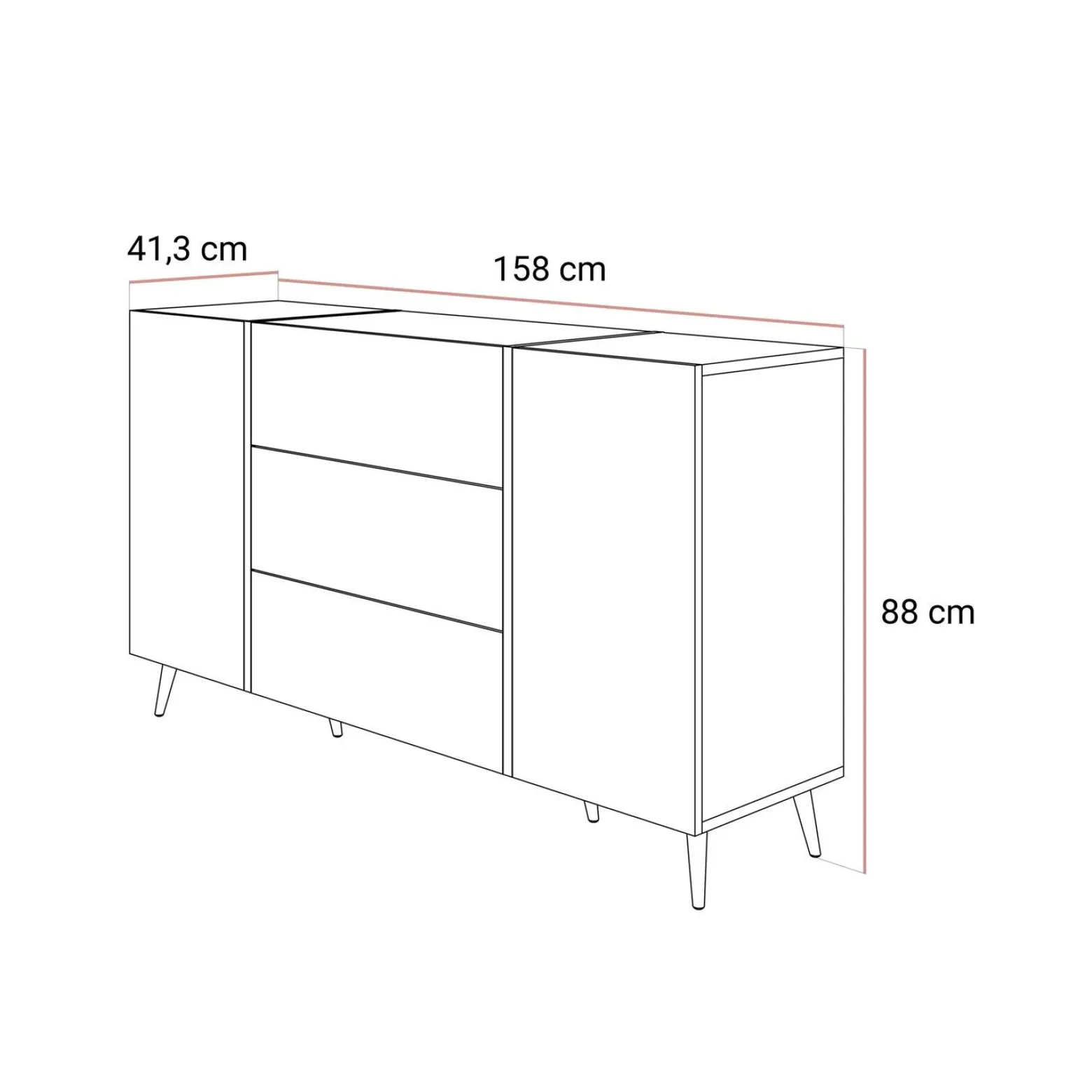 Komoda z szufladami ONYX Kaszmir na złotych nogach wysoki połysk 158 cm