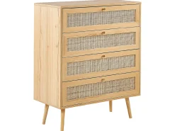 Komoda z 4 szufladami rattan plecionka boho