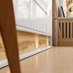 Komoda z szufladami VILLA biały połysk + dąb wotan