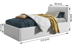 Łóżko młodzieżowe 80x200 Basic Asti, Beżowy, Pojemnik