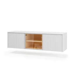 Kompaktowa szafka RTV wisząca LIBA 147 cm LED Biały Jedwab