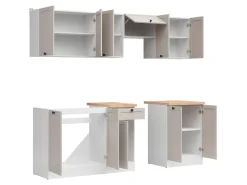 Komplet kuchenny Junona Line 230 cm biały/uni kaszmir z blatem