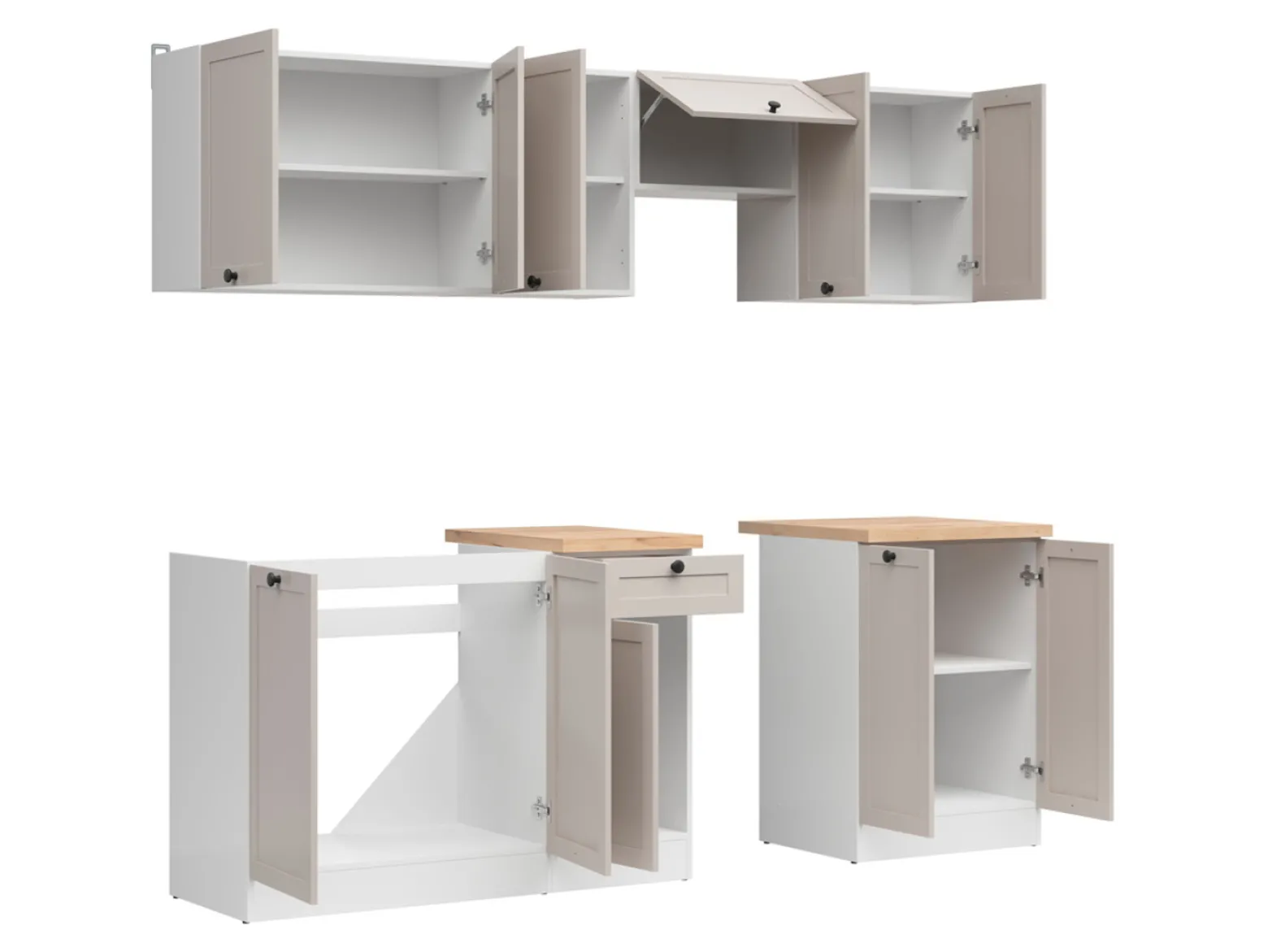 Komplet kuchenny Junona Line 230 cm biały/uni kaszmir z blatem