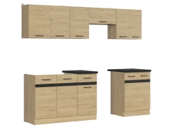 Komplet kuchenny Junona Line 240 cm dąb bernstein z blatem