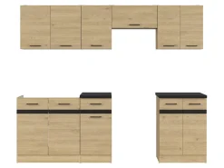 Komplet kuchenny Junona Line 240 cm dąb bernstein z blatem