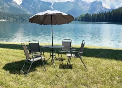 Komplet mebli ogrodowych balkon ogród taras stół parasol Chile 4os szary