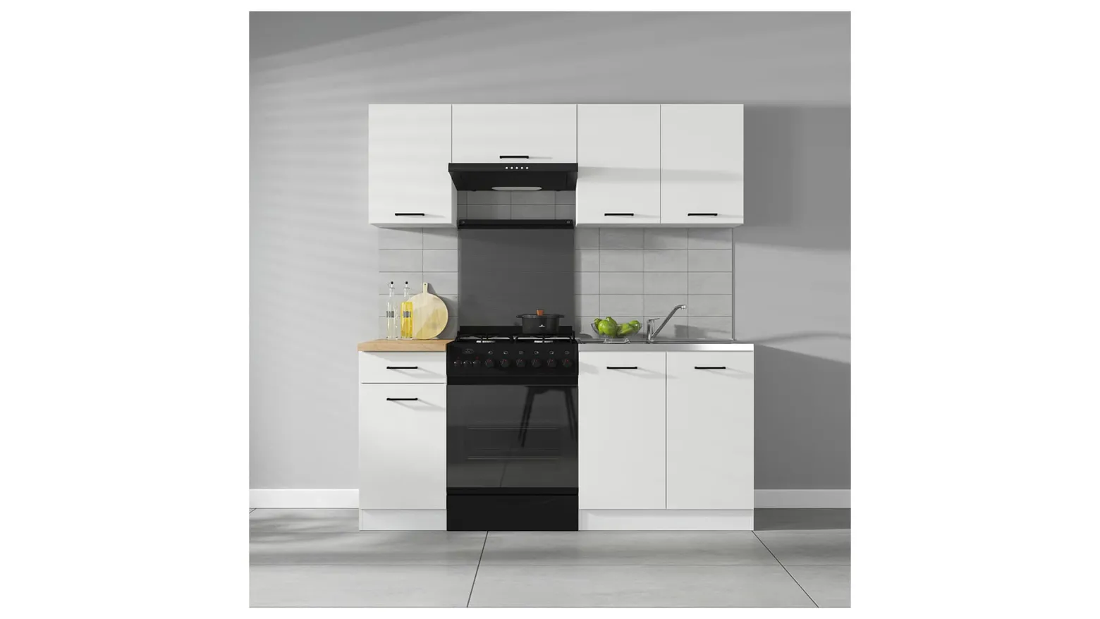 Komplet kuchenny Junona Line 180 cm kredowy połysk bez blatu