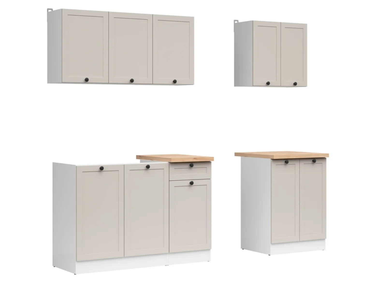 Komplet kuchenny Junona Line A 180 cm biały/uni kaszmir z blatem