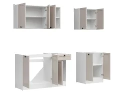 Komplet kuchenny Junona Line A 180 cm biały/uni kaszmir z blatem