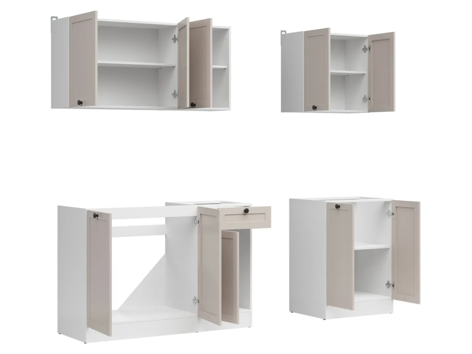 Komplet kuchenny Junona Line A 180 cm biały/uni kaszmir z blatem